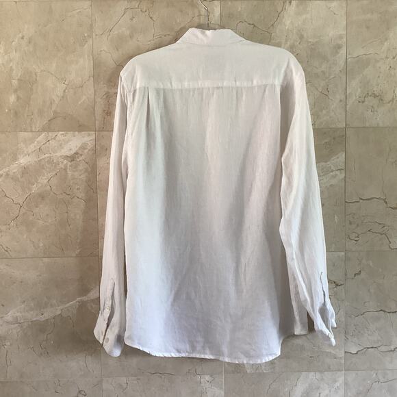 28 Palms White Linen Button-Down Shirt Men’s M Long Sleeve Resort Casual - Picture 5 of 7